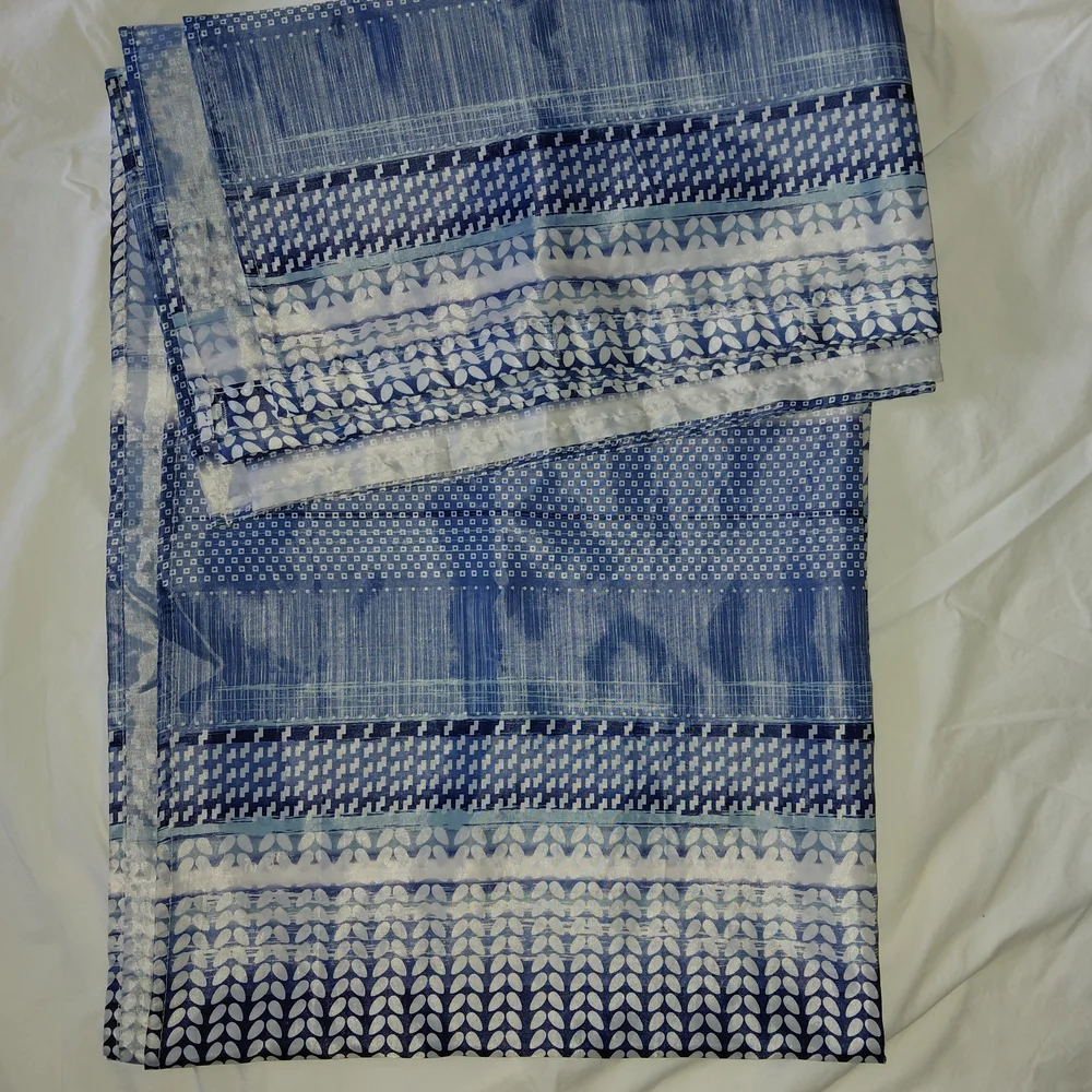 New Mainstay New Blue and White Shower Curtin 72x72